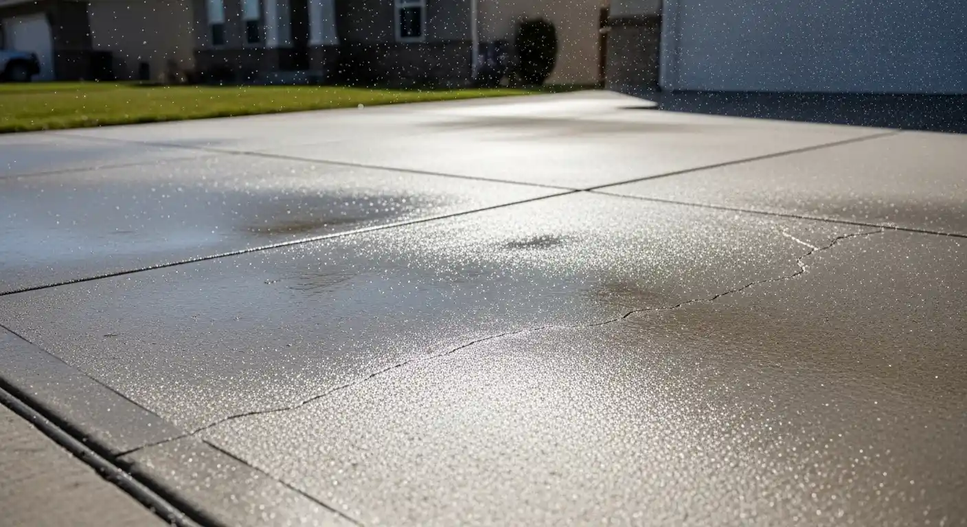 Industrial concrete floor treated with densifier showing natural matte finish