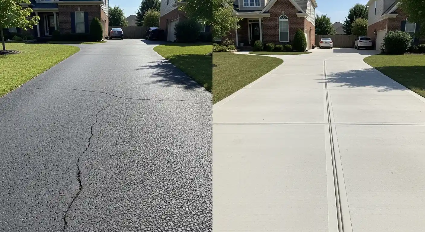 asphalt vs concrete driveway comparison residential home Phoenix Arizona