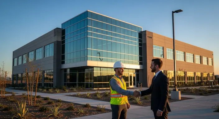 Completed commercial building project in Phoenix AZ with construction manager and client.