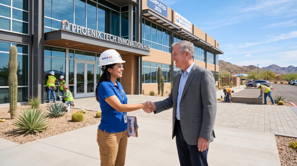 Successful construction project completion in Phoenix AZ showing benefits of effective project management