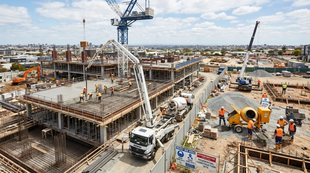 Ready mix concrete and site mix concrete used in different construction projects