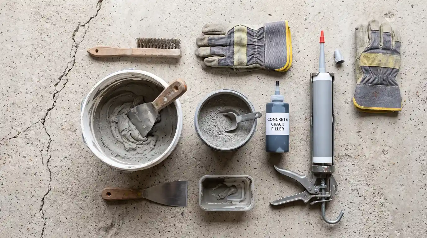 Concrete crack repair tools and materials