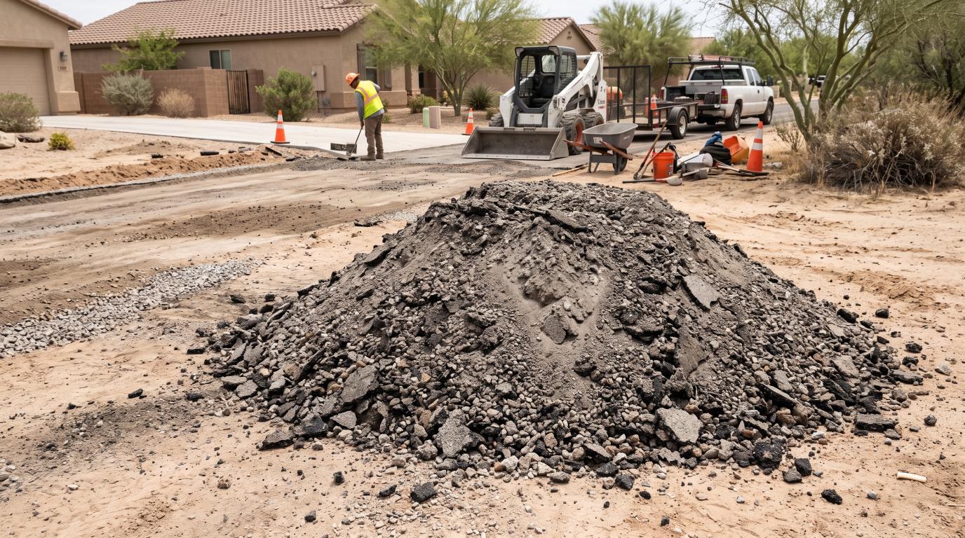 Paving contractor reviewing an asphalt project with a property owner in Phoenix, Arizona
